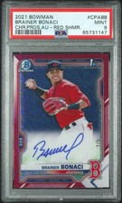 2021 BOWMAN CHROME PROSPECT AUTOS #CPABB BRAINER BONACI 2/5 PSA 9 AUTO