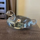 Blenko Clear Glass Duck Paperweight / Figurine