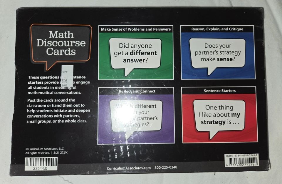 Math Discourse Cards  Encourage Peer & Whole Class Conversations I Ready NEW! - Image 2 of 2