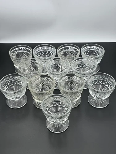 (12) Anchor Hocking "WEXFORD" Clear Glass Sherbet/Desert Cups With Original Box