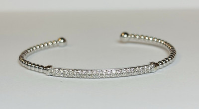 Gabriel and Co. 14K White Gold Diamond Bead Cuff Bracelet 4.75 in S1671773 - 2.8