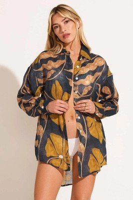 Playa Linen Boyfriend Shirt - Tidal Stripe EcoLinen-This bestselling button-down