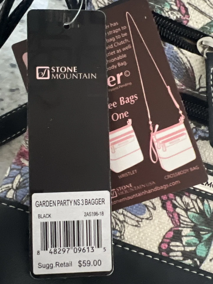 Bolsa de mão Stone Mountain conversível tiracolo floral/borboleta - Imagem 2 de 4