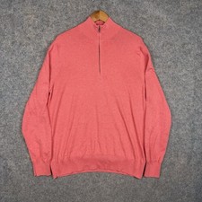 Brooks Brothers 1/4 Zip Sweater Mens Large Salmon Pink 100 Supima Cotton Preppy