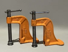 (2) Vintage  Jorgensen #1623 - 3" Hold Down Clamp with Swivel Pads - Made in USA