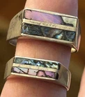 *Set* Vintage Sterling Silver 925 Abalone Inlay Couple’s Ring Set~Size 8/Size 11