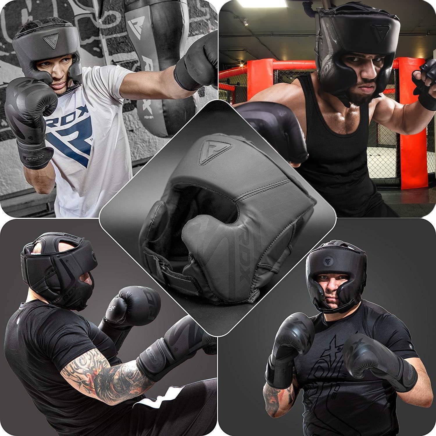 RDX T15 Noir Cheek Protector Head Guard Matte Black Boxing MMA S to XL Available