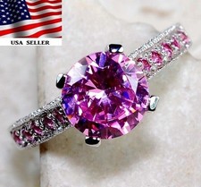 2CT Treated Pink Sapphire 925 Solid Sterling Silver Ring Jewelry Sz 7 MK1-8