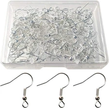 120pcs Earring Hooks with Ball and Coil, Hypo Allergenic Plated Silver Ear Wires