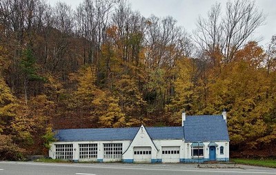 Bramwell West Virginia Pure Oil Station 1938 Gas Station 3 Repair Bays