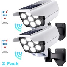2Pcs Solar 77 LED Outdoor Motion Sensor Solar Lights Fake Security Camera USA