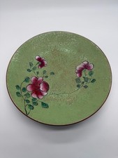 Antique Chinese Signed Porcelain Plate w/ Sgraffito & Flowers Decoration