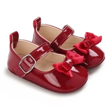 Laurenza's Baby Girls Red Patent Bow Mary Janes