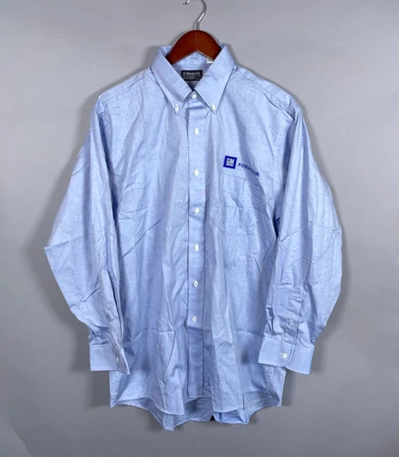 GM Powertrain Work Shirt Adult 16.5 Large Blue Oxford Edwards Embroidered Unworn