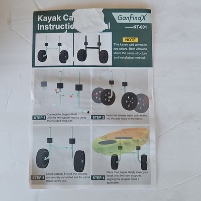 GanFindX KT-001 Kayak Cart/Trolley Instructions Manual Sheet MPN KT-001