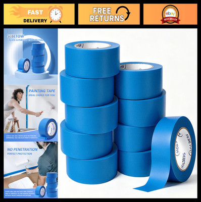 10 Rolls Blue Painter's Tape 2'' x 55 Yards - Bulk Masking Tape for Wall Painting