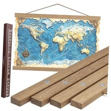 62" Magnetic Poster Hanger Frame - Sturdy Teak Wood Poster 62  Natural Wood