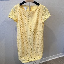 London Times Eyelet Dress Women’s 4 Yellow Zip Closure