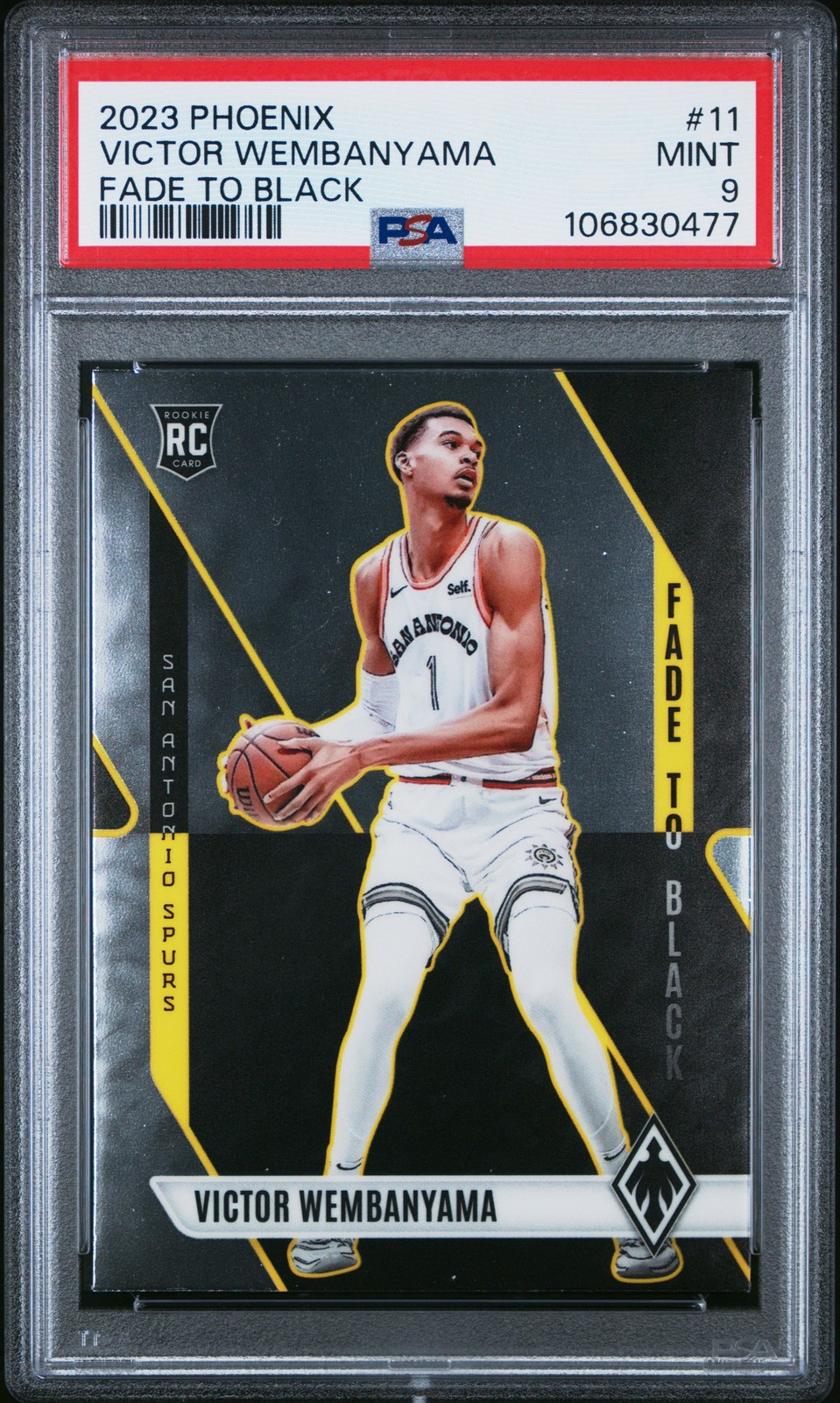 2023 PANINI PHOENIX FADE TO BLACK #11 VICTOR WEMBANYAMA ROOKIE RC PSA 9
