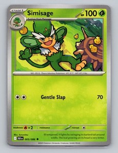 Simisage 005/086 Uncommon Black Bolt BLK Pokemon Scarlet & Violet TCG