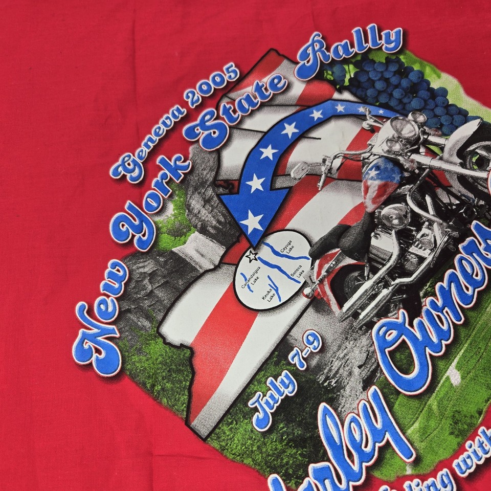 HARLEY DAVIDSON MOTORCYCLES HOG RALLY RED WHITE BLUE BANDANA GENEVA NY ...
