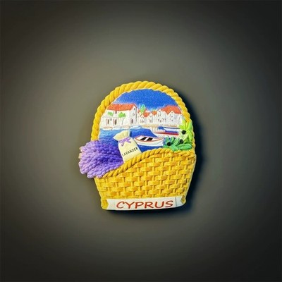 Cyprus Mediterranean Lavender Basket Tourist Souvenir Resin Fridge Magnet Craft
