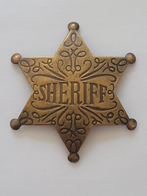#ad Solid Brass Sheriff Star Filigree Badge Collectable Western Wild West Badge $16.50