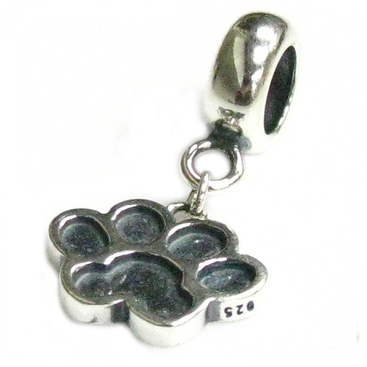 925 Sterling Silver Dog Paw Print Charm Bead - Antique Silver, Fits 3mm European Charm Bracelets - View #6
