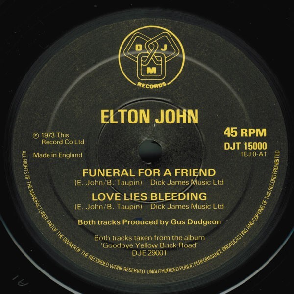 Elton John Funeral For A Friend / Love Lies Bleeding (12", Single) eBay
