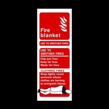 Fire Blanket 200x75mm Plastic Sign OR Sticker (FE32)