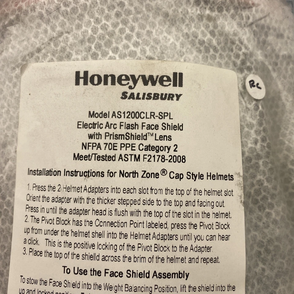 Sombrero duro Honeywell Salisbury Faceshield AS1200HAT CLR SPL nuevo caja abierta Foto 2 de 3