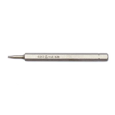 Genius Tools 1/4'' Hex Shank, 0.5 x 3.0mm Slotted Screwdriver Bit, 88mmL - 1530
