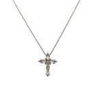 Designer FJM Sterling Silver Cubic Zirconia Cross Necklace 18" Chain — photo 1