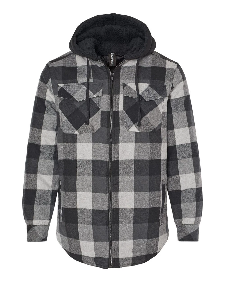 Burnside Quilted Flannel Hooded Jacket 8620 S 3XL Hood eBay