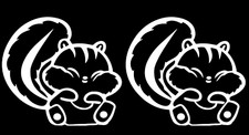 Cute Smiling Squirrel Two 5" White Vinyl Decals Car Window Laptop Tablet Tumbler