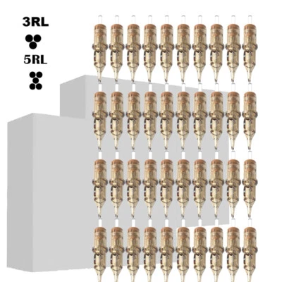CHUSE Tattoo Nadeln 3RL 5RL Module Set 40pcs Nadel Cartridge Needle Round Liner 0.35mm