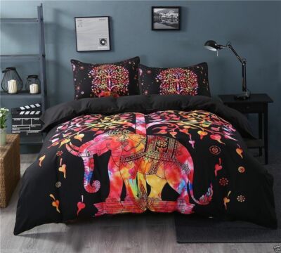 Indian Elephant Tree Of life Duvet Donna Cover Comforter Bedding Set Mandala 