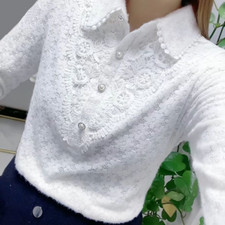 Camisa Lolita Dama Floral Encaje Térmica Cuello Muñeca Prendas para el torso Manga Larga Blusa Camisa