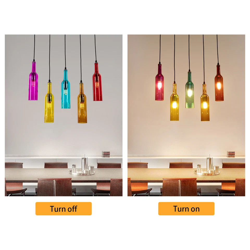 Lámpara colgante retro de 5 botellas de vino para restaurante bar lámpara colgante de techo Foto 4 de 4