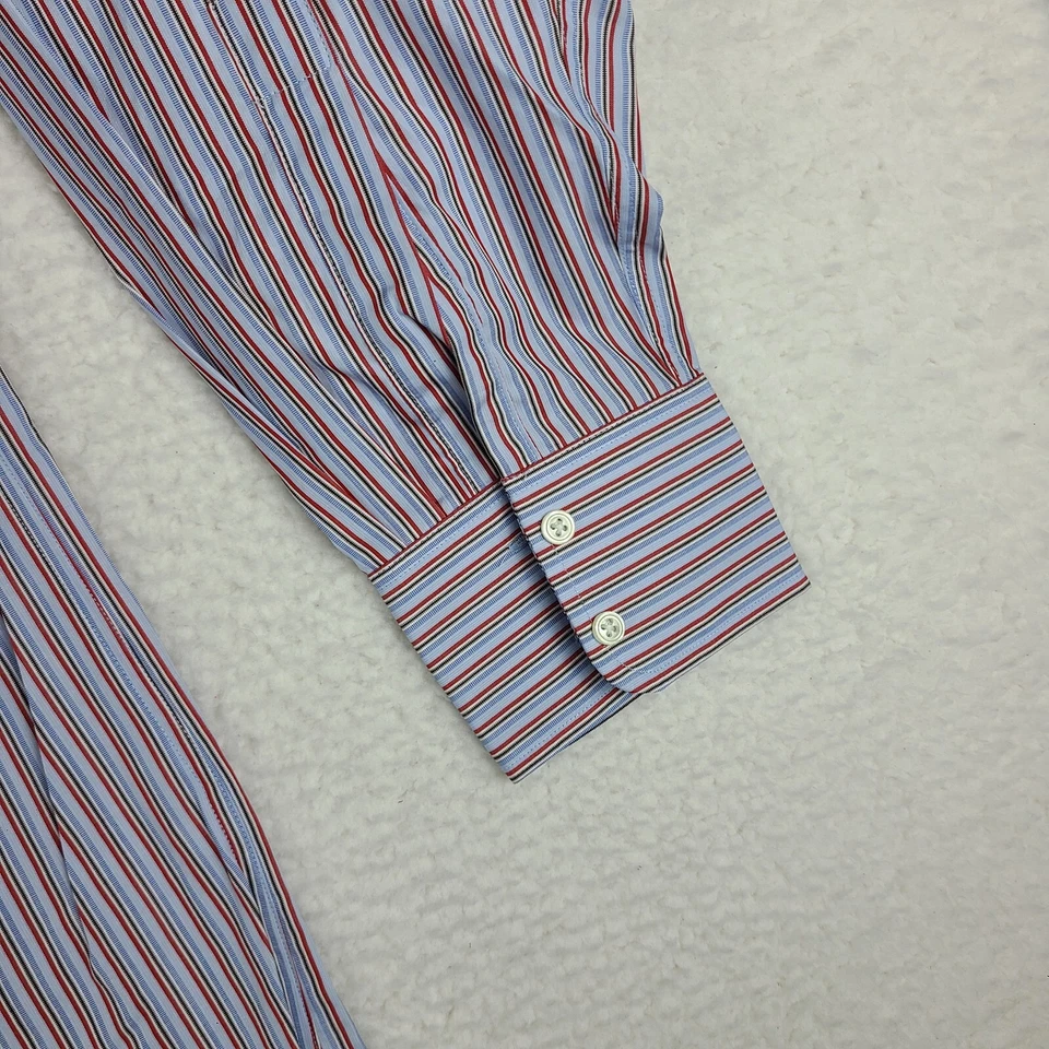 Camisa Thomas Rosa Para Hombres 16.5-35 Azul Rojo Rayas Vestido Abotonado HECHA EN REINO UNIDO * Foto 2 de 4