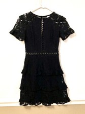 H&M Divided Women's Little Black Dress Size 2 Lace Ruffle Skirt Witchy Goth Glam