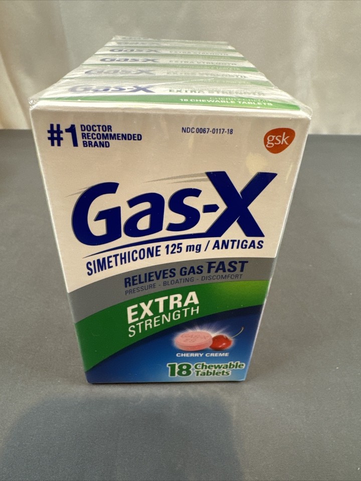 6X GasX Extra Strength Gas Relief Chewable Tablets Cherry Creme 18 Ct