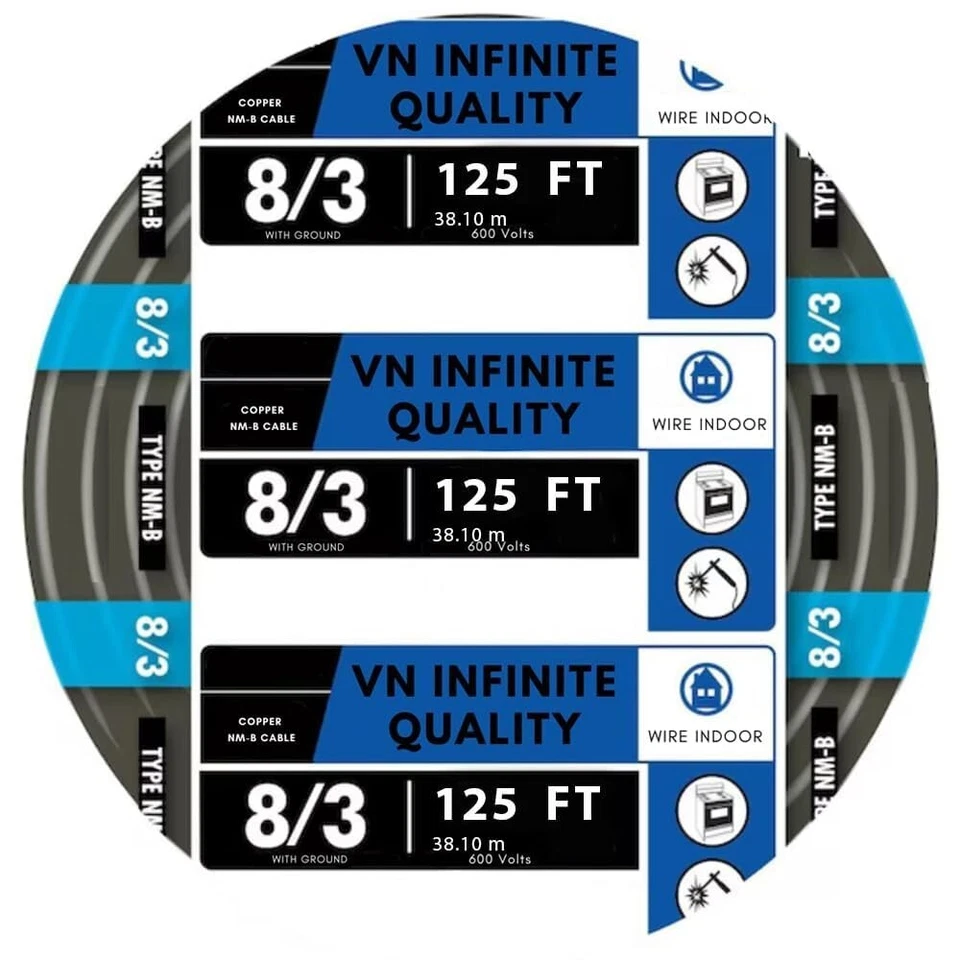 VN INFINITE QUALITY 8/3 NM-B Non-Metallic Sheathed Cable Stranded Residential Indoor Wire