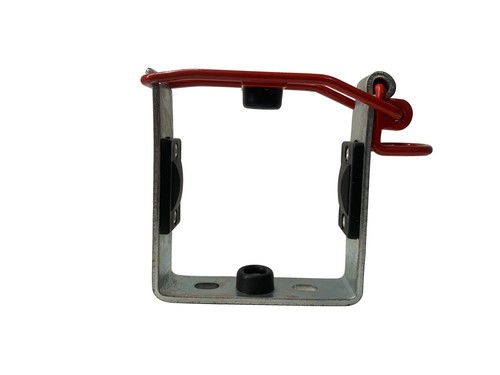 Verschlusslager A60 kurzer Gummi für bis zu 30 mm Durchmesser galvanisiert und roter Bügel RAL 3000 Pulverbeschichtet -Feuerwehrbedarf Verschlusslager A60 kurzer Gummi für bis zu 30 mm Durchmesser galvanisiert und roter Bügel RAL 3000 Pulverbeschichtet -Feuerwehrbedarf