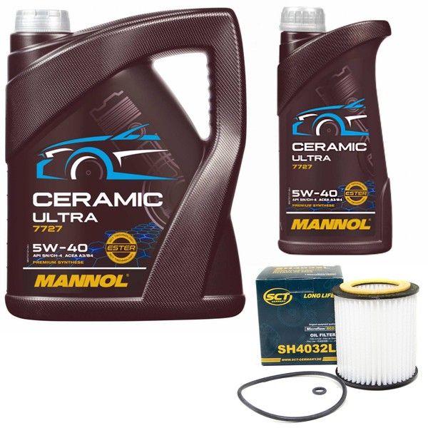 MotoröL Set Mannol 5W-40 Ceramic Ultra 6 Liter + ÖLfilter FüR BMW X4 4Er 428I-image