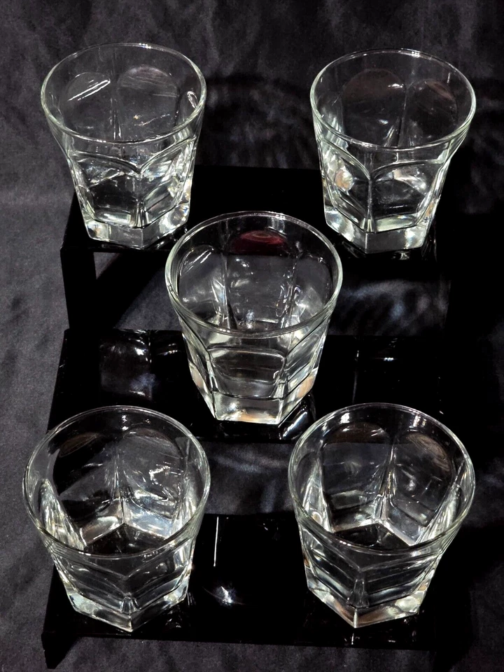 Vintage ANCHOR HOCKING 3.5" Antiguo Vidrio Rocas COURTNEY TRANSPARENTE - Juego de 5 Foto 2 de 4