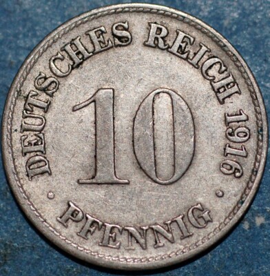 Germany Empire 10 Pfennig 1916 D Wilhelm II KM# 12