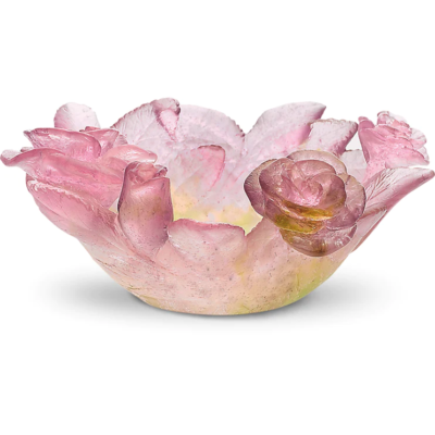 NEW DAUM CRYSTAL ROSES DECORATIVE BOWL PINK #01963 BRAND NIB