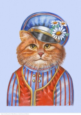 Katze Ginger Cat A3 Kunstdruck Poster Cat v. Maria Pishvanova