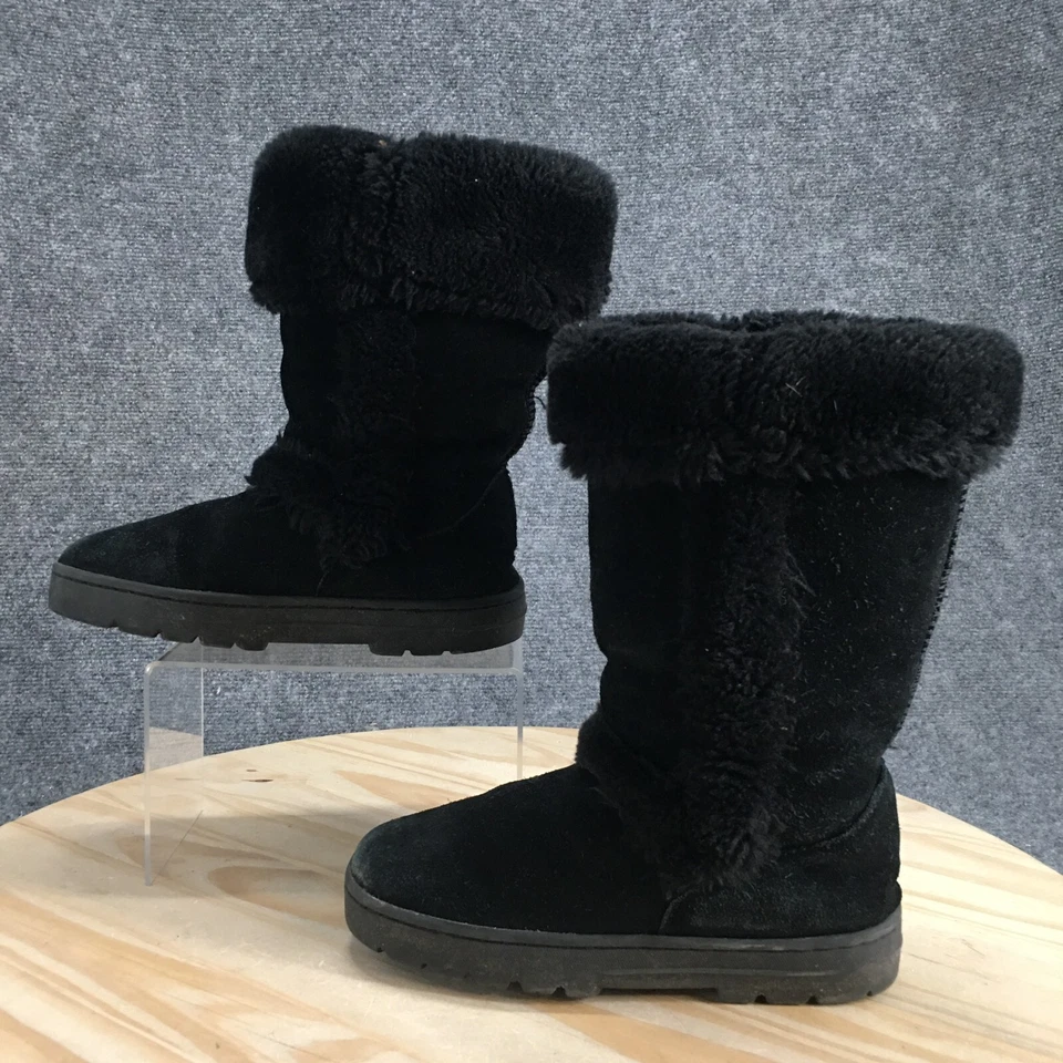 Botas Style & Co para mujer 6 M ingeniosas piel de oveja cuero negro tirar cómodas informales Foto 2 de 4